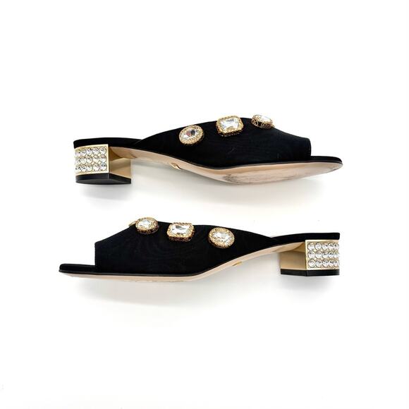 Gucci Moire Crystal Embellished Lyric Interlocking GG Slip On Slides Mules 37.5 - Picture 4 of 8